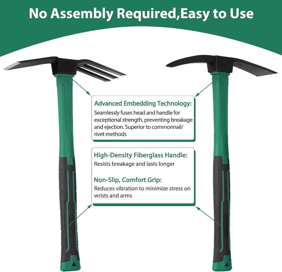 2pcs Garden Tools Comfortable Handle Hoes for Garden Work Carbon Steel Outdoor Tools