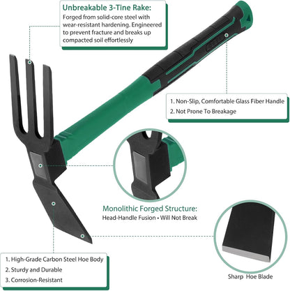 2pcs Garden Tools Comfortable Handle Hoes for Garden Work Carbon Steel Outdoor Tools