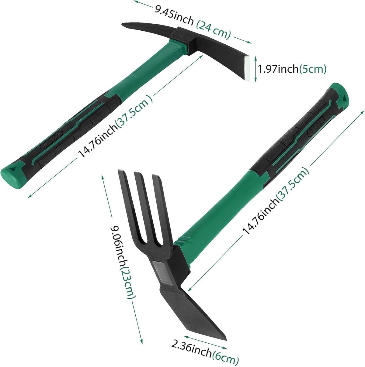 2pcs Garden Tools Comfortable Handle Hoes for Garden Work Carbon Steel Outdoor Tools