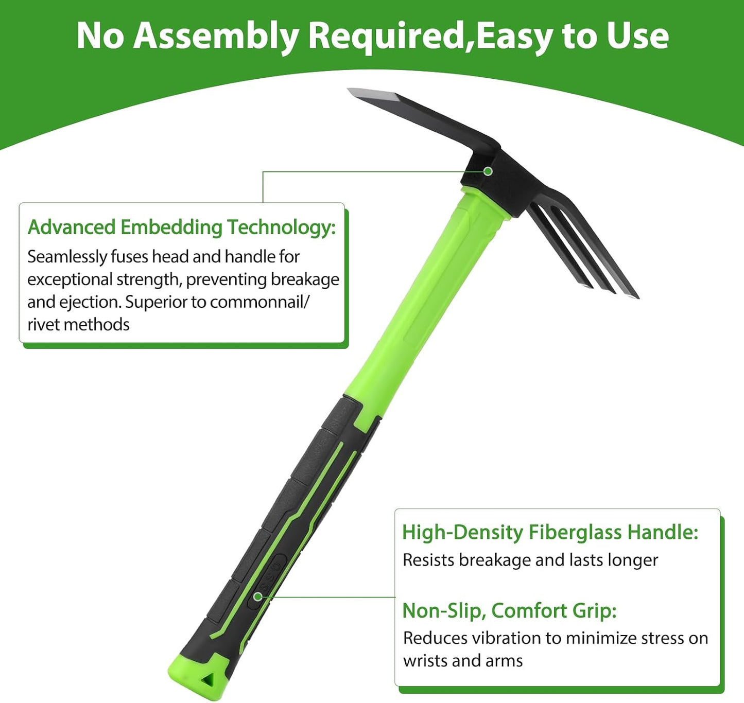 2pcs Garden Tools Comfortable Handle Hoes for Garden Work Carbon Steel Outdoor Tools