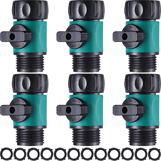 6 Pcs Garden Hose Shut off Valve, 3/4 Inch Plastic Valve,Green