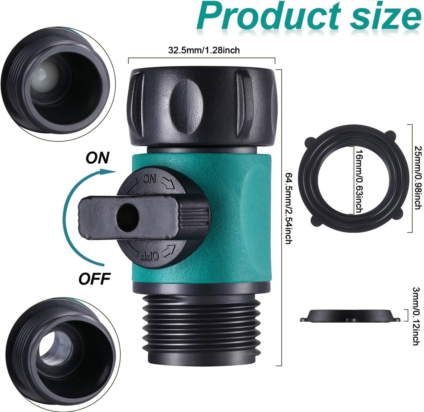 6 Pcs Garden Hose Shut off Valve, 3/4 Inch Plastic Valve,Green