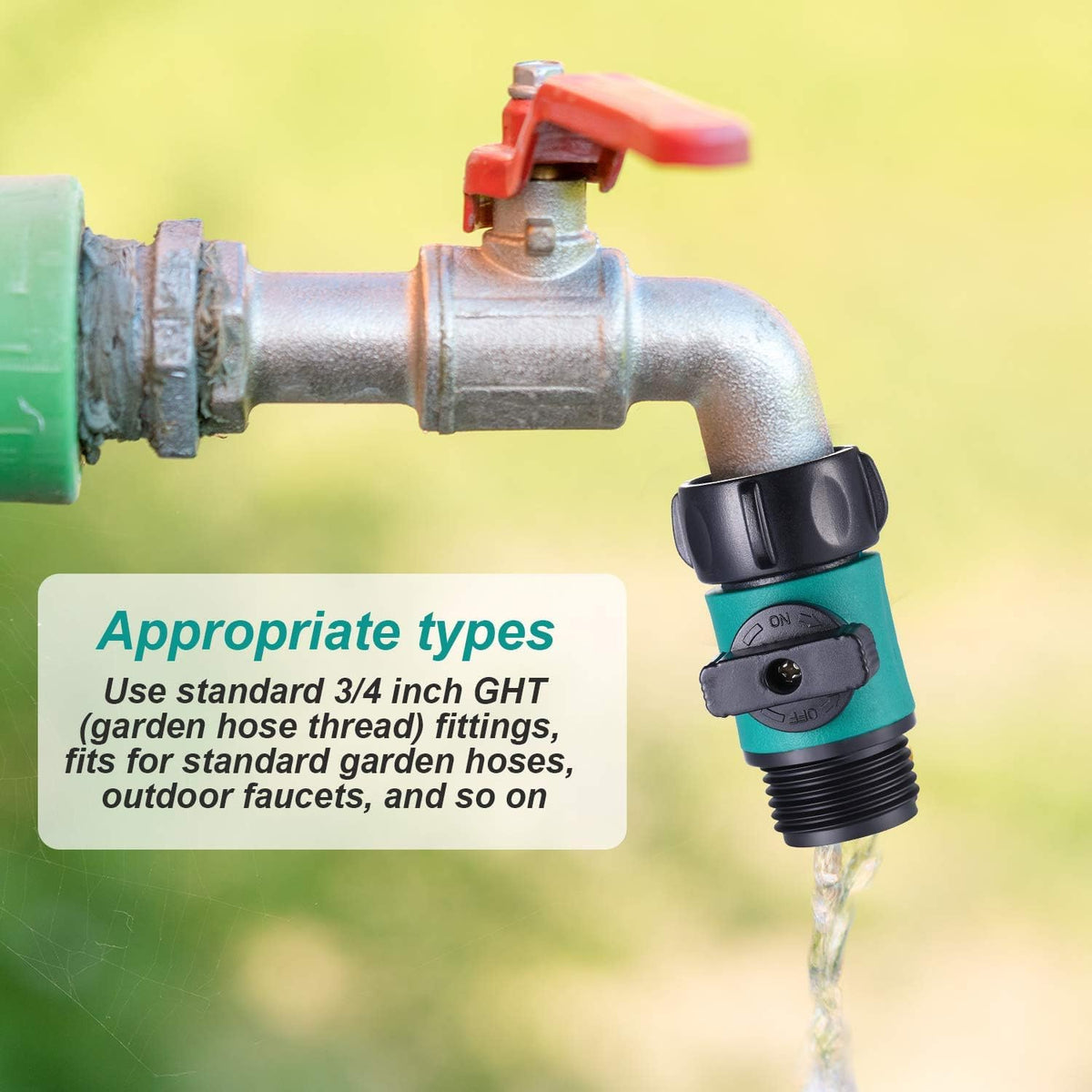 6 Pcs Garden Hose Shut off Valve, 3/4 Inch Plastic Valve,Green