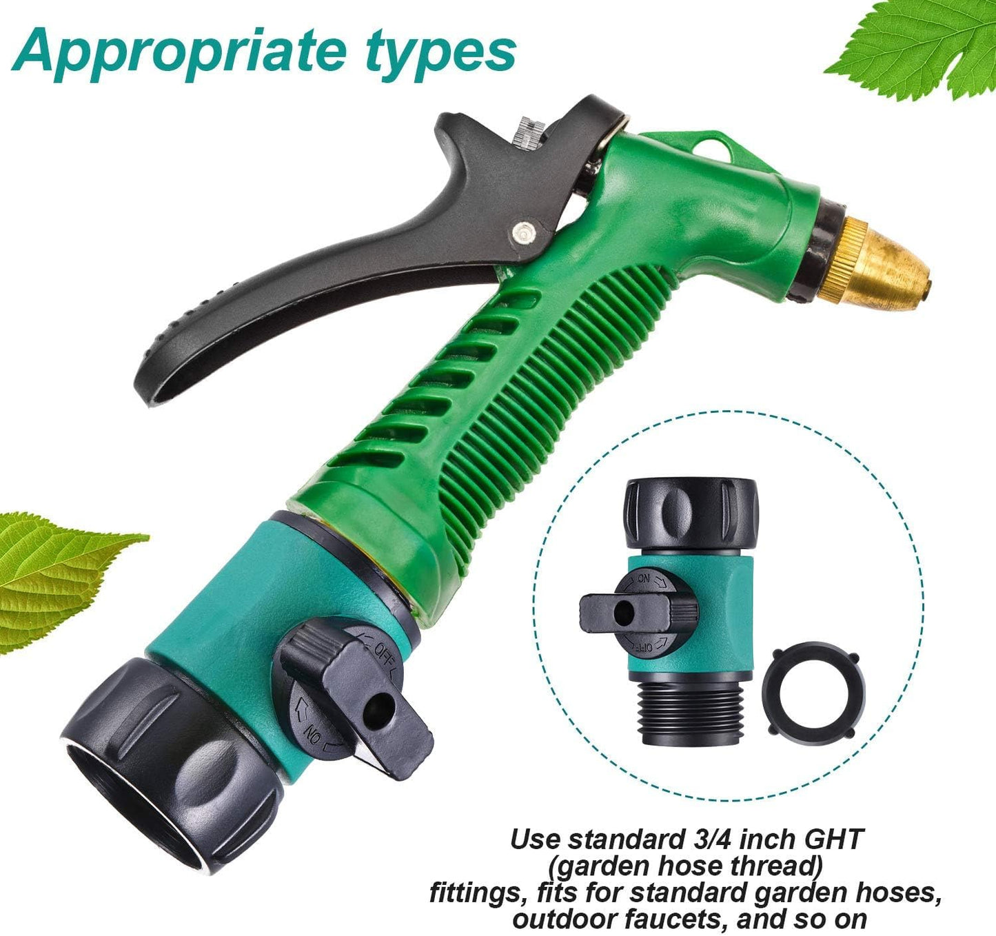 6 Pcs Garden Hose Shut off Valve, 3/4 Inch Plastic Valve,Green