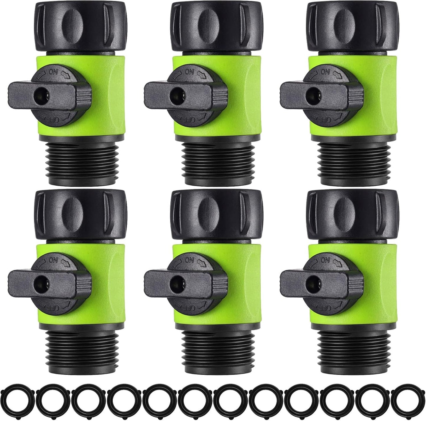 6 Pcs Garden Hose Shut off Valve, 3/4 Inch Plastic Valve,Green