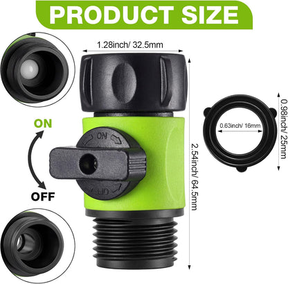 6 Pcs Garden Hose Shut off Valve, 3/4 Inch Plastic Valve,Green