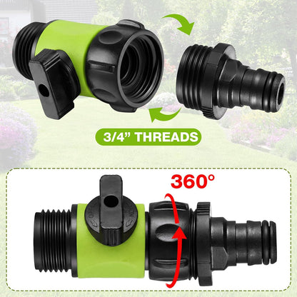 6 Pcs Garden Hose Shut off Valve, 3/4 Inch Plastic Valve,Green