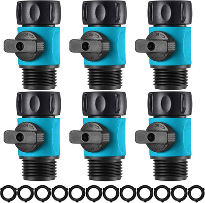 6 Pcs Garden Hose Shut off Valve, 3/4 Inch Plastic Valve,Green