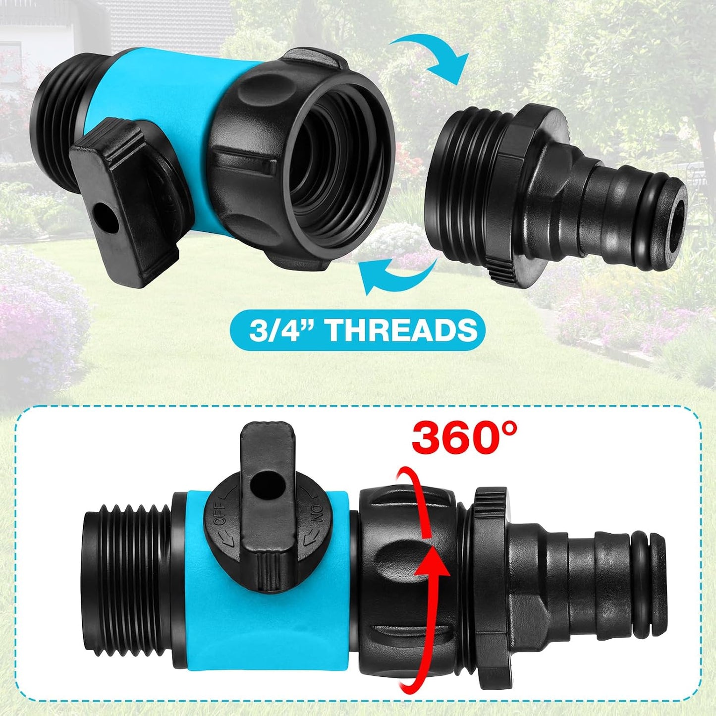 6 Pcs Garden Hose Shut off Valve, 3/4 Inch Plastic Valve,Green