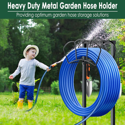 Garden Hose Holder, Heavy Duty Water Hose Holders, Sturdy Metal Hose Stand, Hose Organizer, Water Hose Hanger Rack, Hose Reel Storage Stake hold 150Ft Water Hoses, for Patio, Lawn, Garden