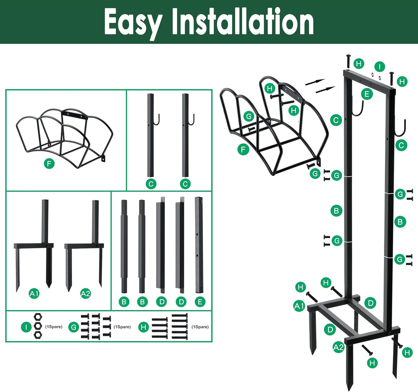 Garden Hose Holder, Heavy Duty Water Hose Holders, Sturdy Metal Hose Stand, Hose Organizer, Water Hose Hanger Rack, Hose Reel Storage Stake hold 150Ft Water Hoses, for Patio, Lawn, Garden