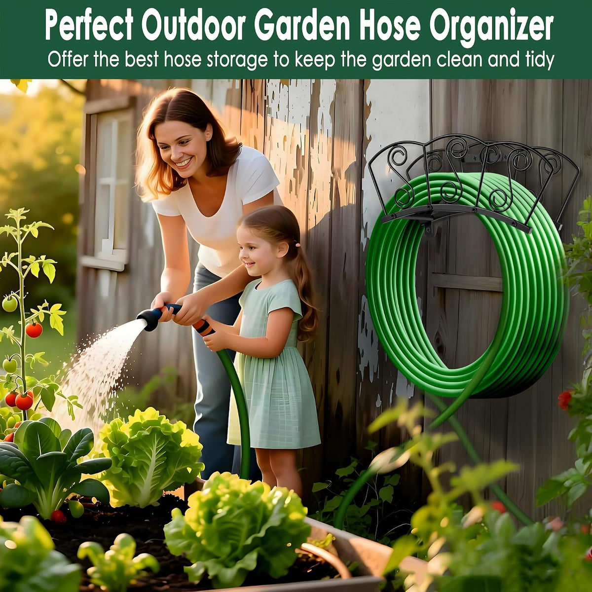 Garden Hose Holder, Heavy Duty Water Hose Holders, Sturdy Metal Hose Stand, Hose Organizer, Water Hose Hanger Rack, Hose Reel Storage Stake hold 150Ft Water Hoses, for Patio, Lawn, Garden