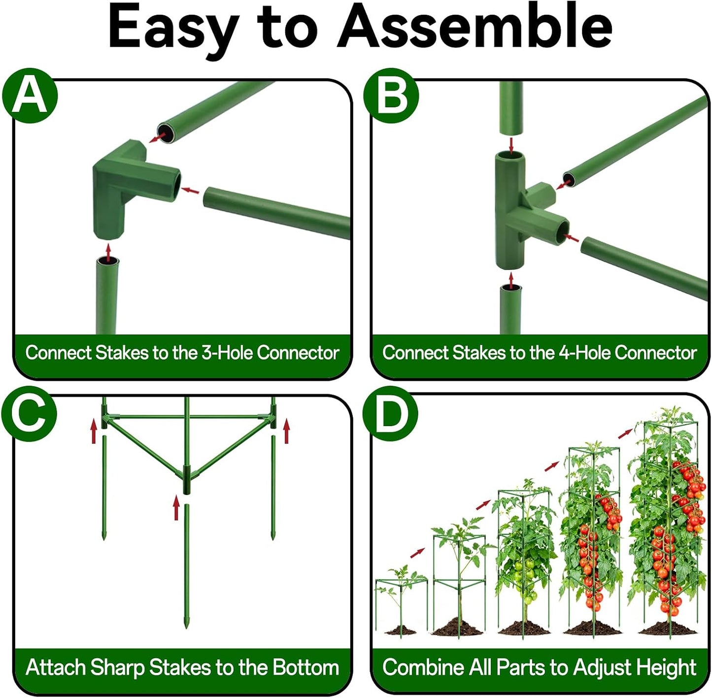 4 Pack 72" Tall Tomato Cages for Garden, Large Tomato Trellis
