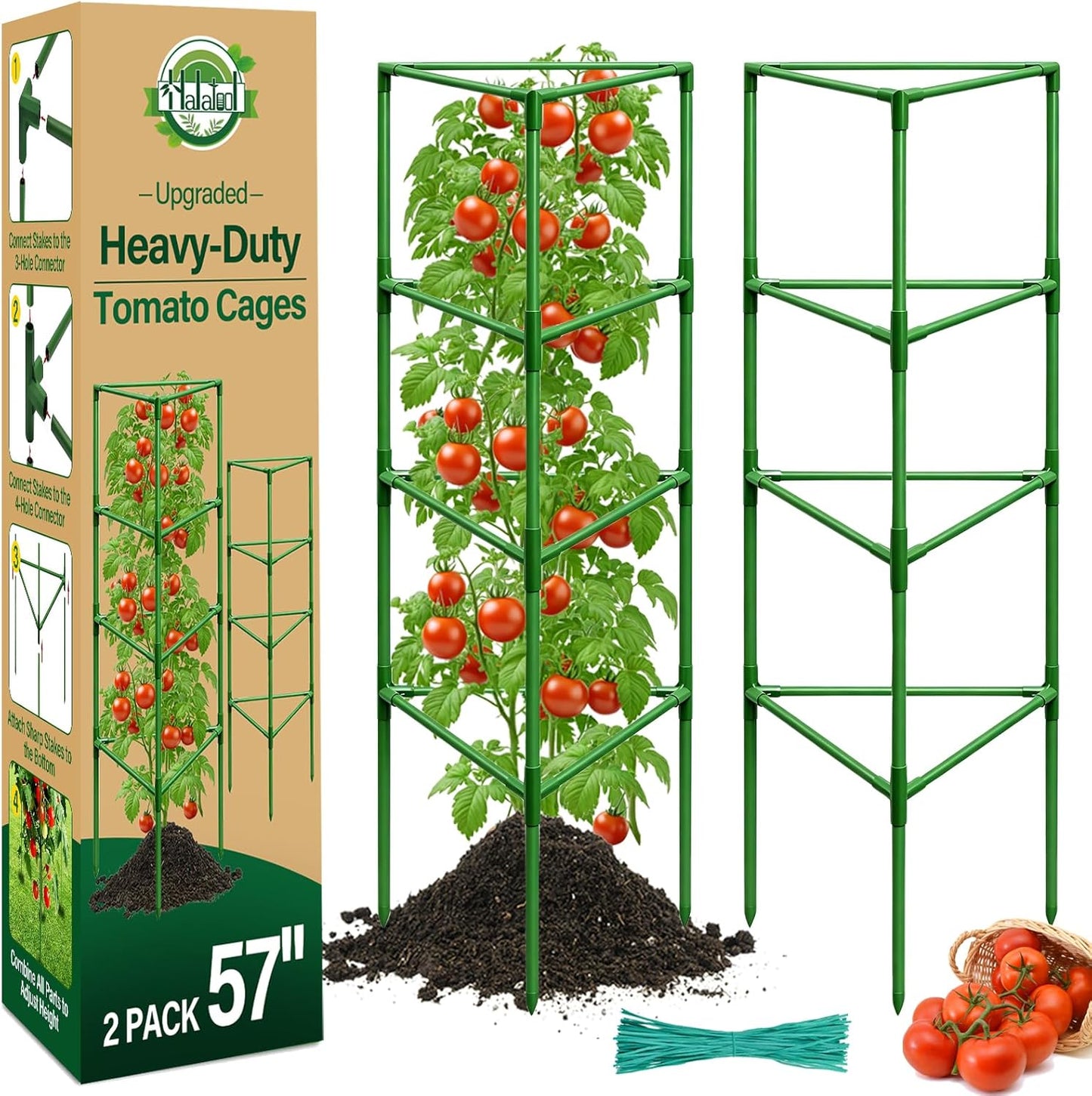 4 Pack 72" Tall Tomato Cages for Garden, Large Tomato Trellis