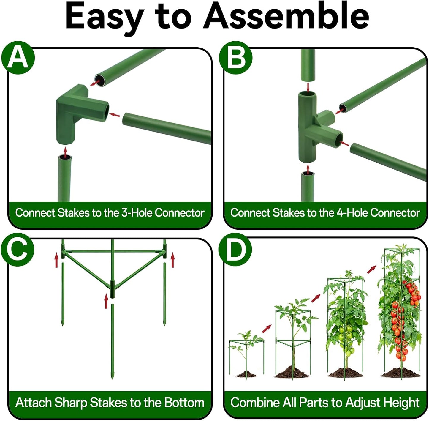 4 Pack 72" Tall Tomato Cages for Garden, Large Tomato Trellis