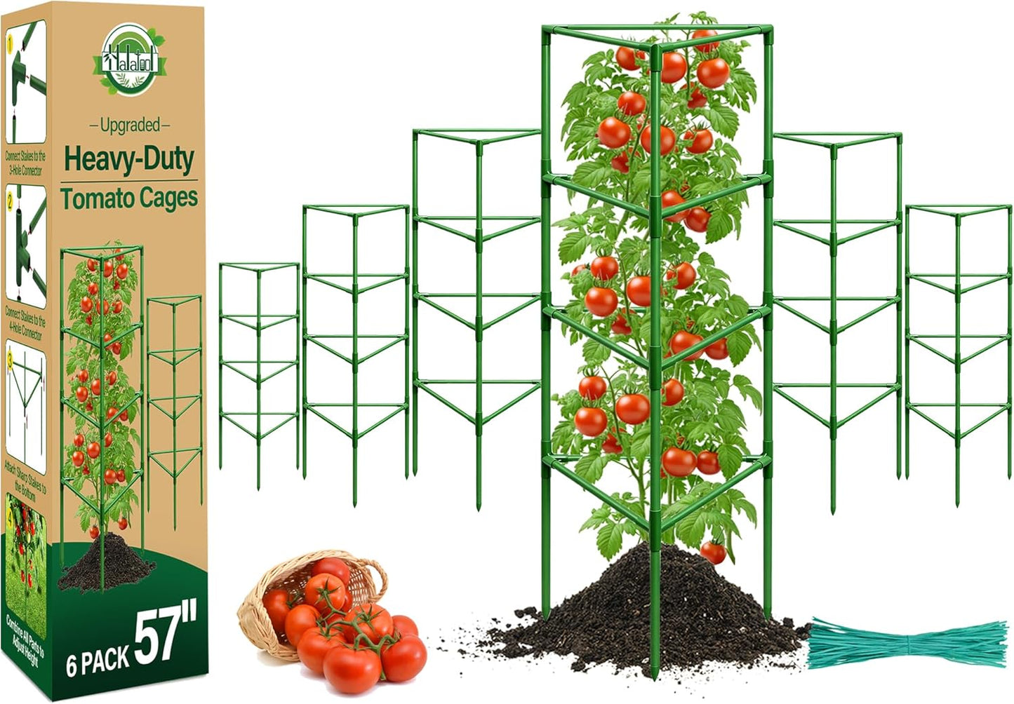 4 Pack 72" Tall Tomato Cages for Garden, Large Tomato Trellis