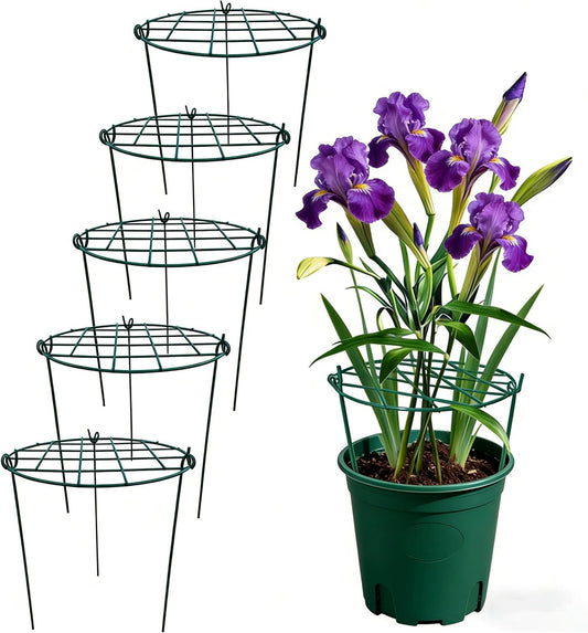 5 Pack 20 x 30 inch Poeny Cage Grow Through Grid Plant Brace Flower Support Rings, Round Metal Plant Stakes Rings, Strong Large Garden Supports for Flowers, Peonies, Rose, Lily