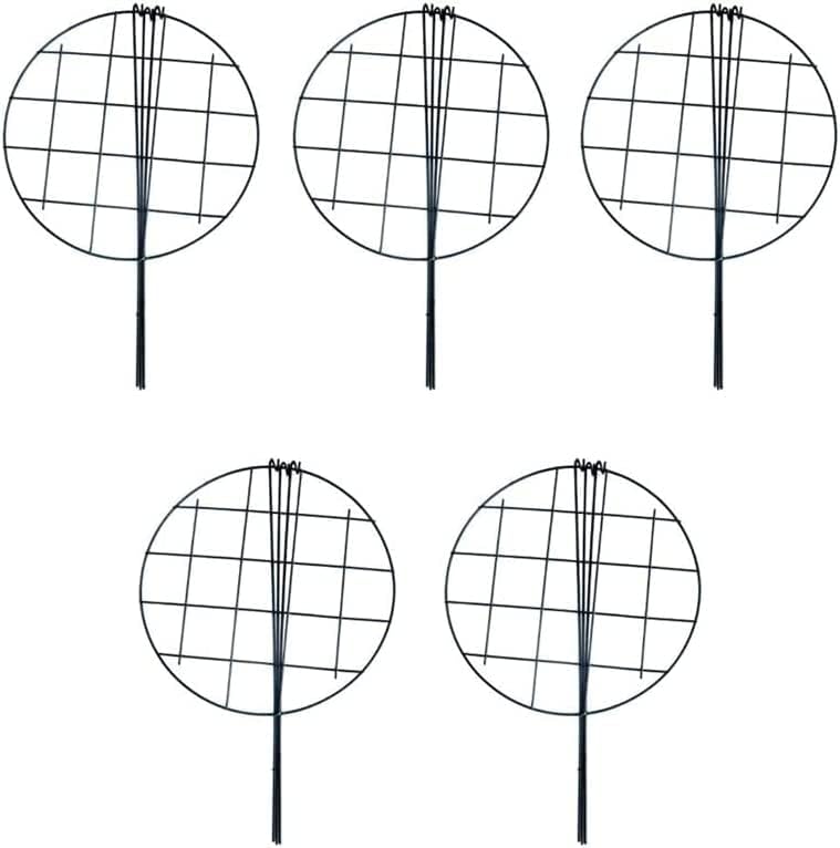 5 Pack 20 x 30 inch Poeny Cage Grow Through Grid Plant Brace Flower Support Rings, Round Metal Plant Stakes Rings, Strong Large Garden Supports for Flowers, Peonies, Rose, Lily