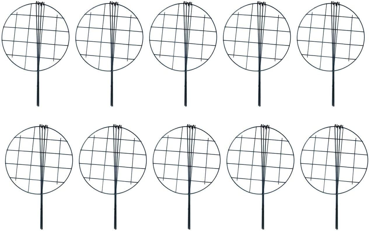 5 Pack 20 x 30 inch Poeny Cage Grow Through Grid Plant Brace Flower Support Rings, Round Metal Plant Stakes Rings, Strong Large Garden Supports for Flowers, Peonies, Rose, Lily