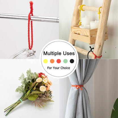 6 PCS 24-Inch Silicone Cable Ties Dia 5mm - Reusable Rubber Twist Ties Bendable Cable Ties for Bundling and Holding, All Purpose Steel-Core Cord Tie for Indoor and Outdoor (White)