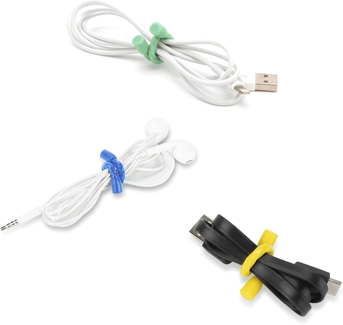 6 PCS 24-Inch Silicone Cable Ties Dia 5mm - Reusable Rubber Twist Ties Bendable Cable Ties for Bundling and Holding, All Purpose Steel-Core Cord Tie for Indoor and Outdoor (White)