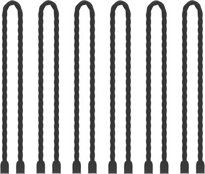 6 PCS 24-Inch Silicone Cable Ties Dia 5mm - Reusable Rubber Twist Ties Bendable Cable Ties for Bundling and Holding, All Purpose Steel-Core Cord Tie for Indoor and Outdoor (White)