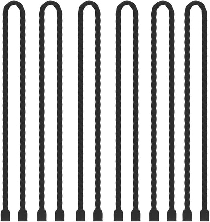 6 PCS 24-Inch Silicone Cable Ties Dia 5mm - Reusable Rubber Twist Ties Bendable Cable Ties for Bundling and Holding, All Purpose Steel-Core Cord Tie for Indoor and Outdoor (White)