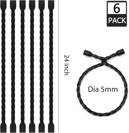 6 PCS 24-Inch Silicone Cable Ties Dia 5mm - Reusable Rubber Twist Ties Bendable Cable Ties for Bundling and Holding, All Purpose Steel-Core Cord Tie for Indoor and Outdoor (White)