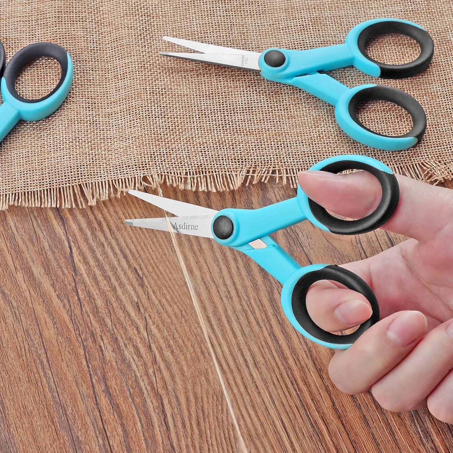 5” Detail Scissors, Embroidery Scissors with Sharp Stainless Steel Blade and Soft Handles, Great for Sewing, Craft, Office and School, 3 Pcs, Blue/Black