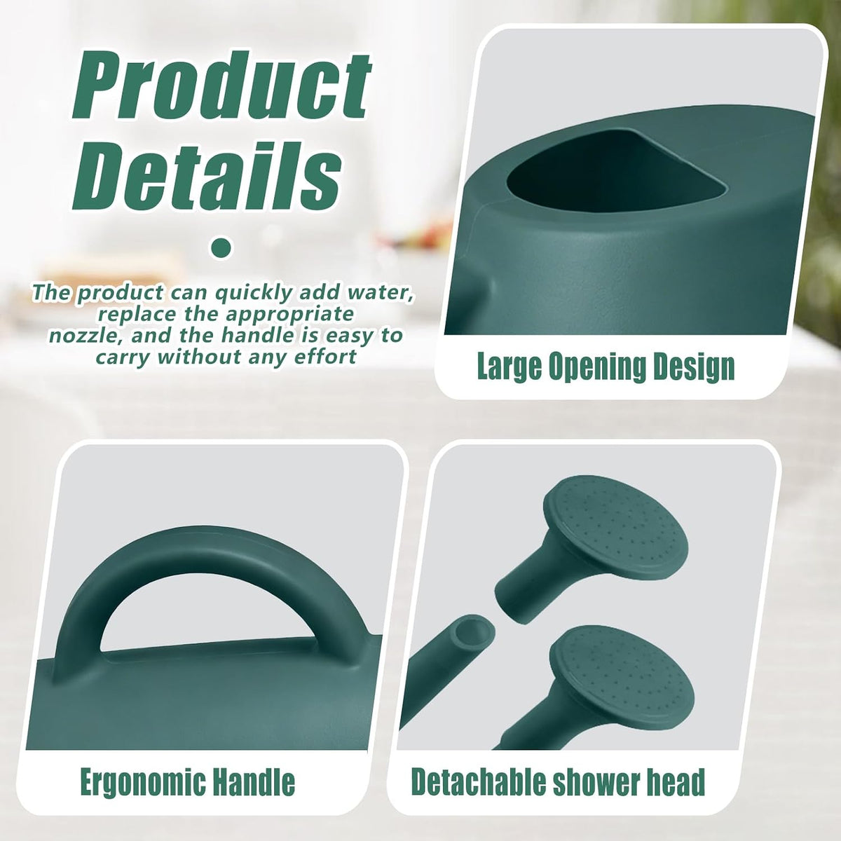 Indoor and Outdoor Watering Can - Long Spout -1/2 Gallon (64oz) - Black
