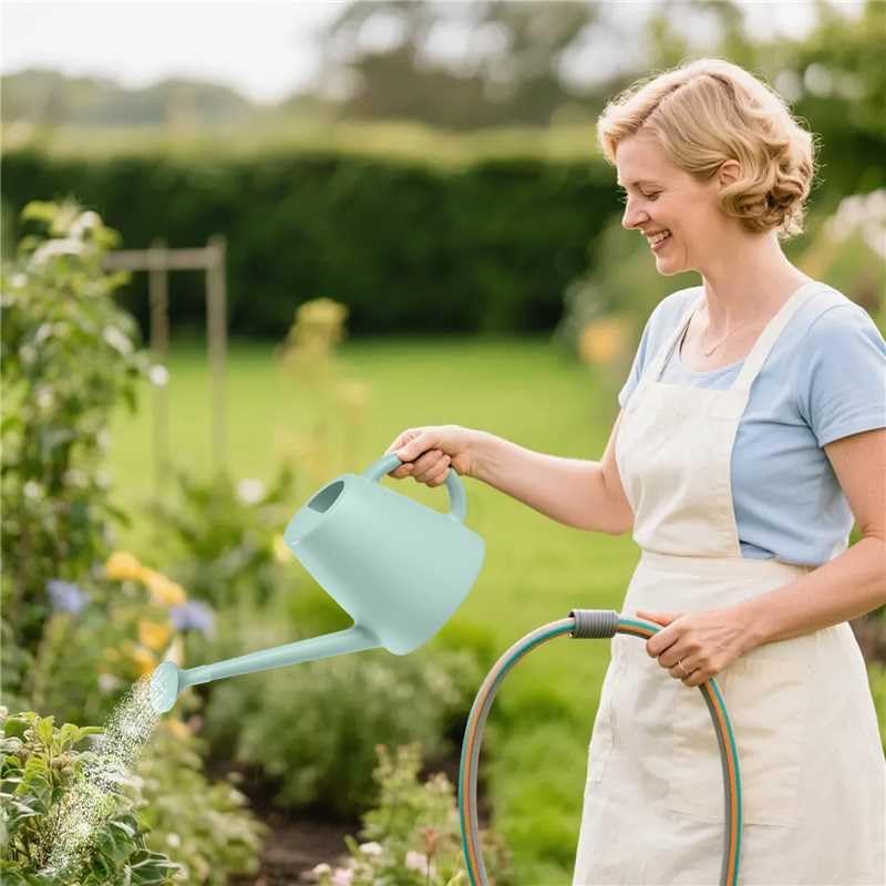 Indoor and Outdoor Watering Can - Long Spout -1/2 Gallon (64oz) - Black