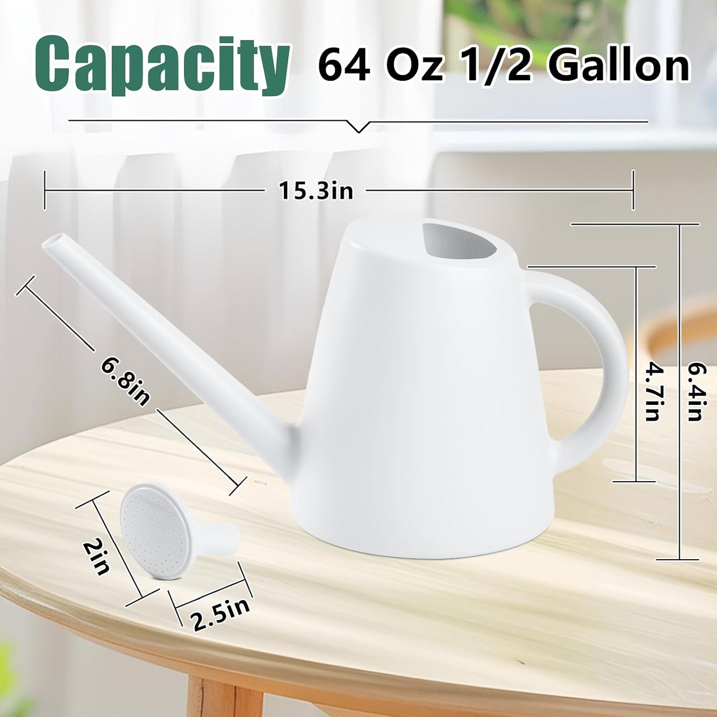 Indoor and Outdoor Watering Can - Long Spout -1/2 Gallon (64oz) - Black