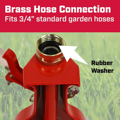 Wheeled Impact Sprinkler, 360° Automatic, Up to 85 ft Coverage, Red