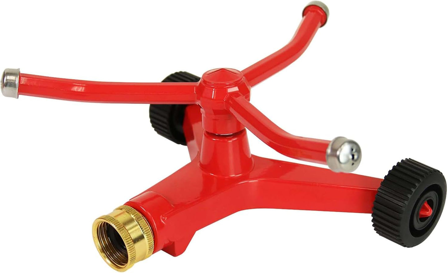 Wheeled Impact Sprinkler, 360° Automatic, Up to 85 ft Coverage, Red