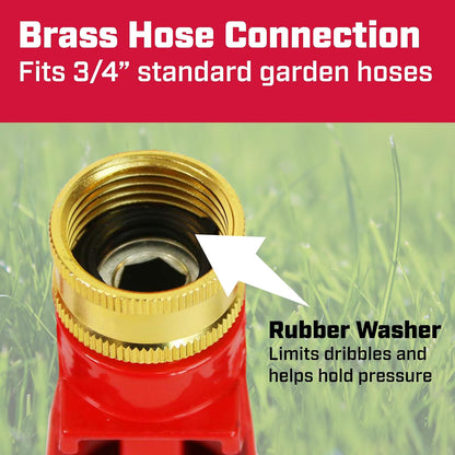 Wheeled Impact Sprinkler, 360° Automatic, Up to 85 ft Coverage, Red