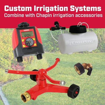 Wheeled Impact Sprinkler, 360° Automatic, Up to 85 ft Coverage, Red