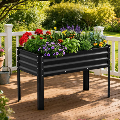 2 Pack Planter Box with Trellis and Wheels, 48In Elevated Raised Garden Bed, Drainage Holes, Outdoor Lattice for Climbing Flowers, Vegetables, Patio Balcony, Brown