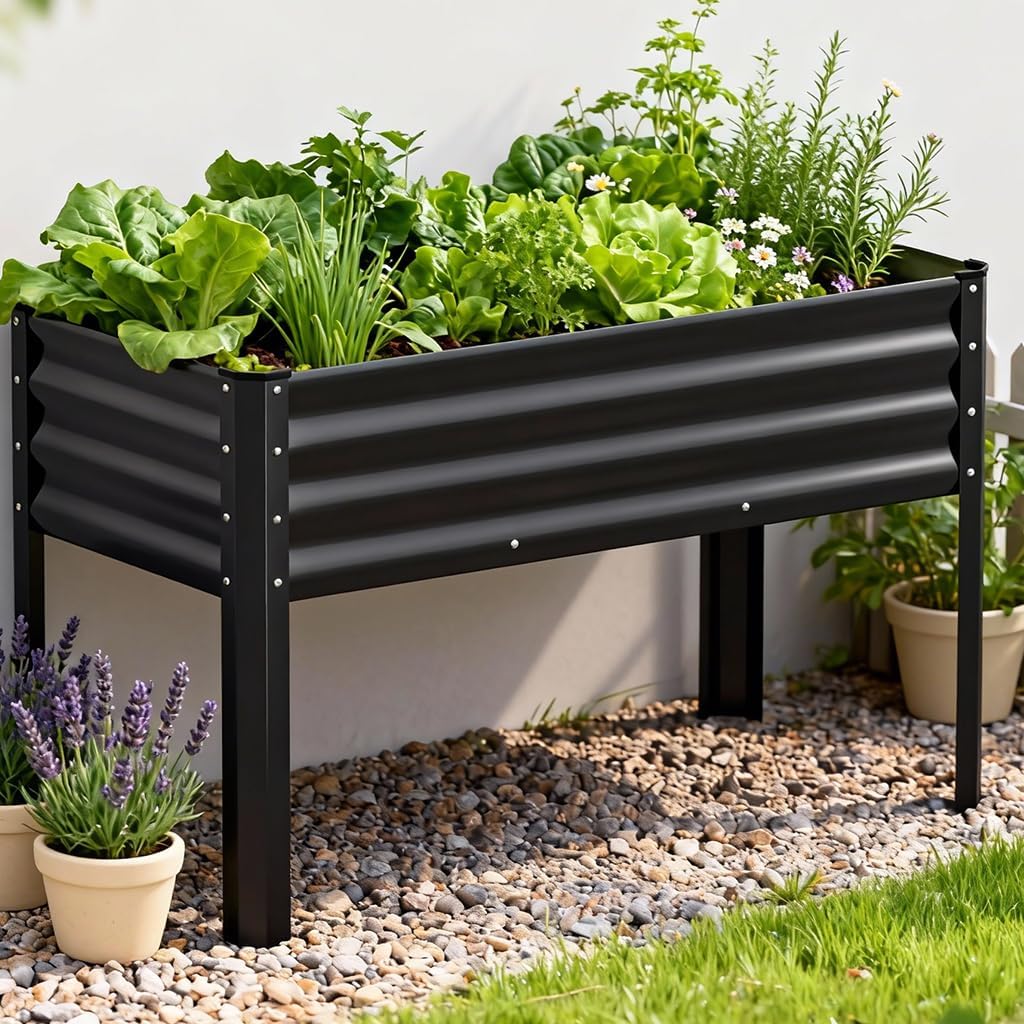 2 Pack Planter Box with Trellis and Wheels, 48In Elevated Raised Garden Bed, Drainage Holes, Outdoor Lattice for Climbing Flowers, Vegetables, Patio Balcony, Brown