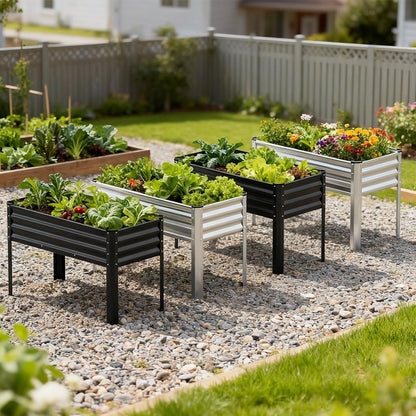 2 Pack Planter Box with Trellis and Wheels, 48In Elevated Raised Garden Bed, Drainage Holes, Outdoor Lattice for Climbing Flowers, Vegetables, Patio Balcony, Brown