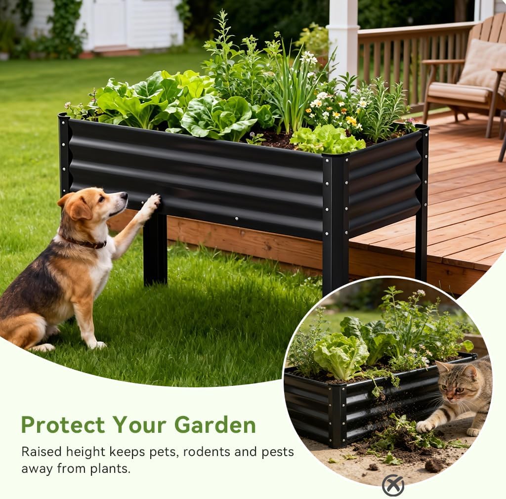 2 Pack Planter Box with Trellis and Wheels, 48In Elevated Raised Garden Bed, Drainage Holes, Outdoor Lattice for Climbing Flowers, Vegetables, Patio Balcony, Brown
