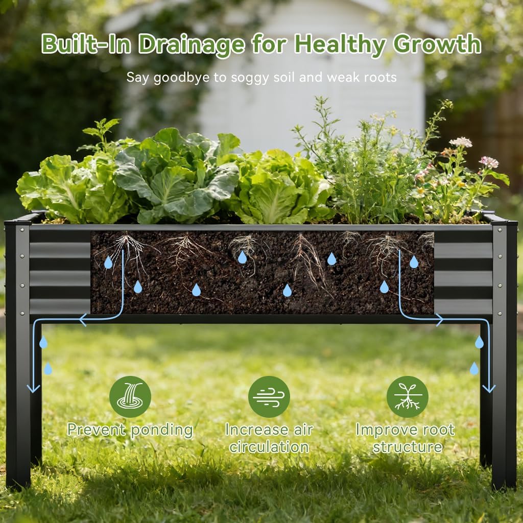 2 Pack Planter Box with Trellis and Wheels, 48In Elevated Raised Garden Bed, Drainage Holes, Outdoor Lattice for Climbing Flowers, Vegetables, Patio Balcony, Brown