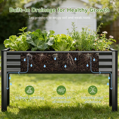 2 Pack Planter Box with Trellis and Wheels, 48In Elevated Raised Garden Bed, Drainage Holes, Outdoor Lattice for Climbing Flowers, Vegetables, Patio Balcony, Brown
