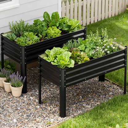 2 Pack Planter Box with Trellis and Wheels, 48In Elevated Raised Garden Bed, Drainage Holes, Outdoor Lattice for Climbing Flowers, Vegetables, Patio Balcony, Brown