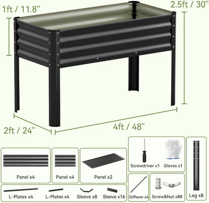 2 Pack Planter Box with Trellis and Wheels, 48In Elevated Raised Garden Bed, Drainage Holes, Outdoor Lattice for Climbing Flowers, Vegetables, Patio Balcony, Brown