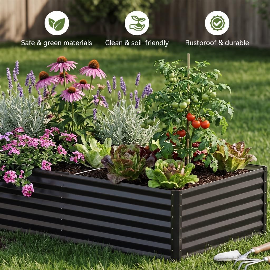 2 Pack Planter Box with Trellis and Wheels, 48In Elevated Raised Garden Bed, Drainage Holes, Outdoor Lattice for Climbing Flowers, Vegetables, Patio Balcony, Brown