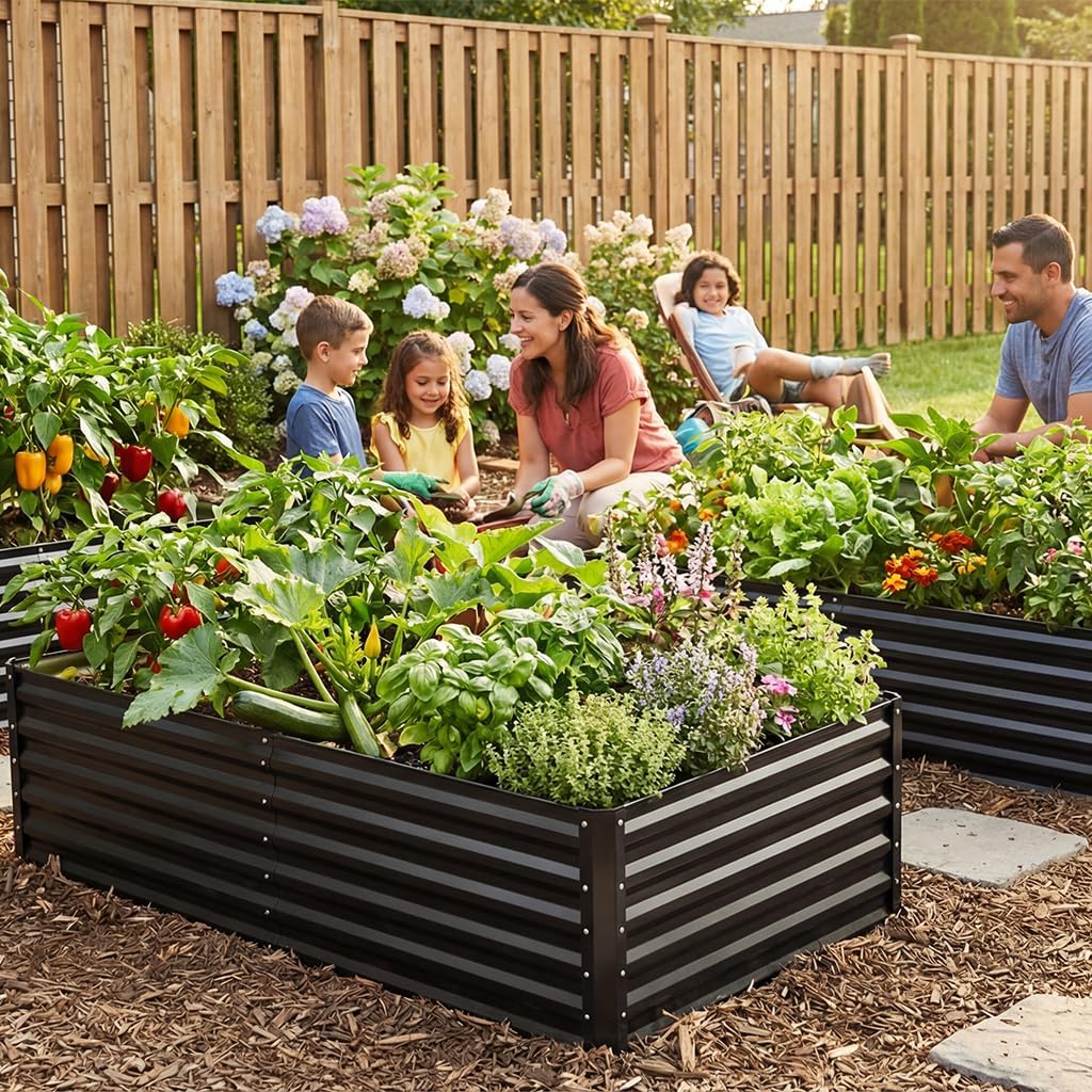 2 Pack Planter Box with Trellis and Wheels, 48In Elevated Raised Garden Bed, Drainage Holes, Outdoor Lattice for Climbing Flowers, Vegetables, Patio Balcony, Brown