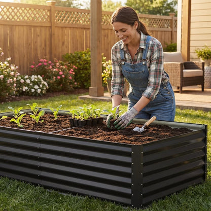 2 Pack Planter Box with Trellis and Wheels, 48In Elevated Raised Garden Bed, Drainage Holes, Outdoor Lattice for Climbing Flowers, Vegetables, Patio Balcony, Brown