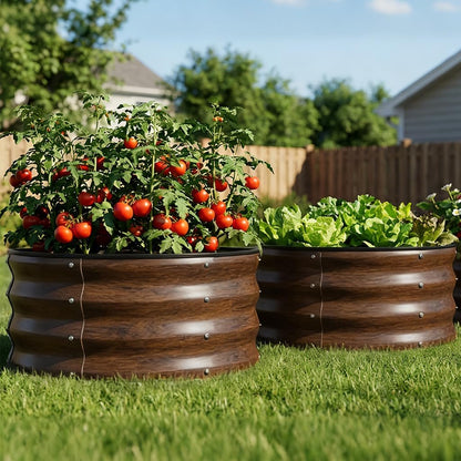 2 Pack Planter Box with Trellis and Wheels, 48In Elevated Raised Garden Bed, Drainage Holes, Outdoor Lattice for Climbing Flowers, Vegetables, Patio Balcony, Brown