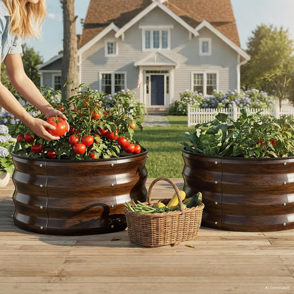 2 Pack Planter Box with Trellis and Wheels, 48In Elevated Raised Garden Bed, Drainage Holes, Outdoor Lattice for Climbing Flowers, Vegetables, Patio Balcony, Brown