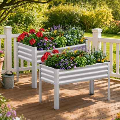 2 Pack Planter Box with Trellis and Wheels, 48In Elevated Raised Garden Bed, Drainage Holes, Outdoor Lattice for Climbing Flowers, Vegetables, Patio Balcony, Brown